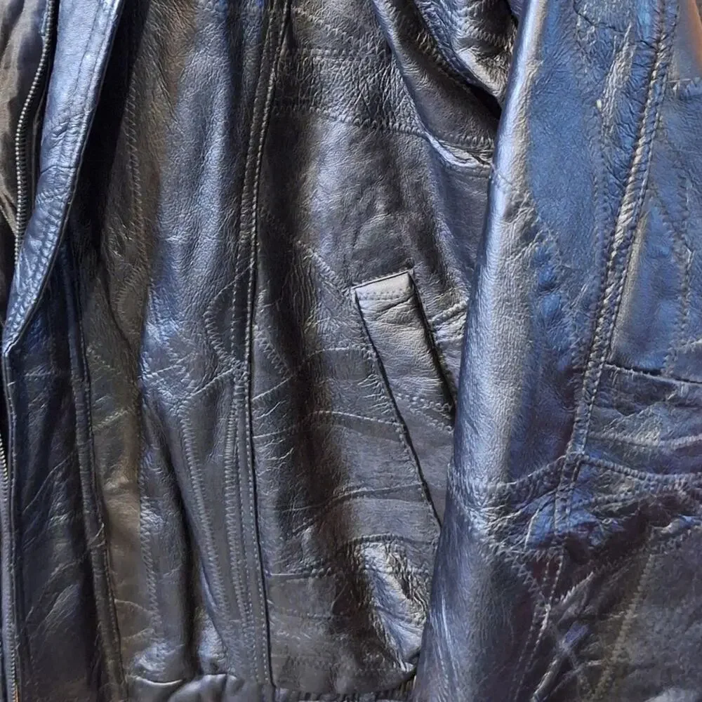 Leather U.S.A. Vintage Men's Leather Jacket Size XL Bikercore Motorcycle Edgy